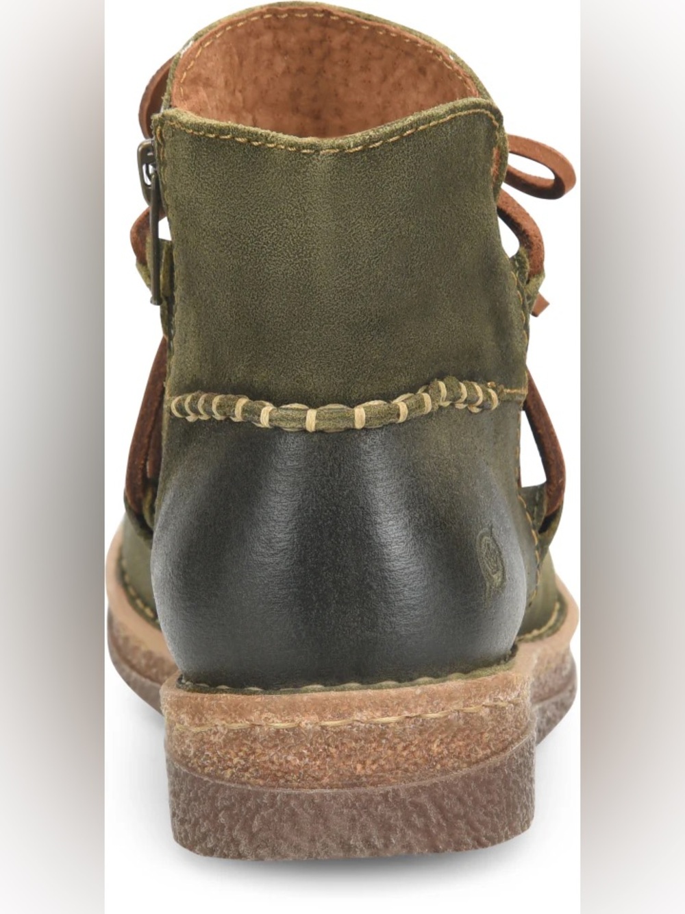 Born Calyn Green Distressed Leather Ankle Boots NWOB Size 8 39 Comfort Booties - Picture 6 of 11